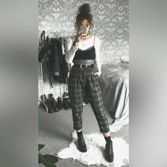 Zara Black And White Checkered Plaid Classic Regular Fit Trouser Pants - Picture 7 of 12